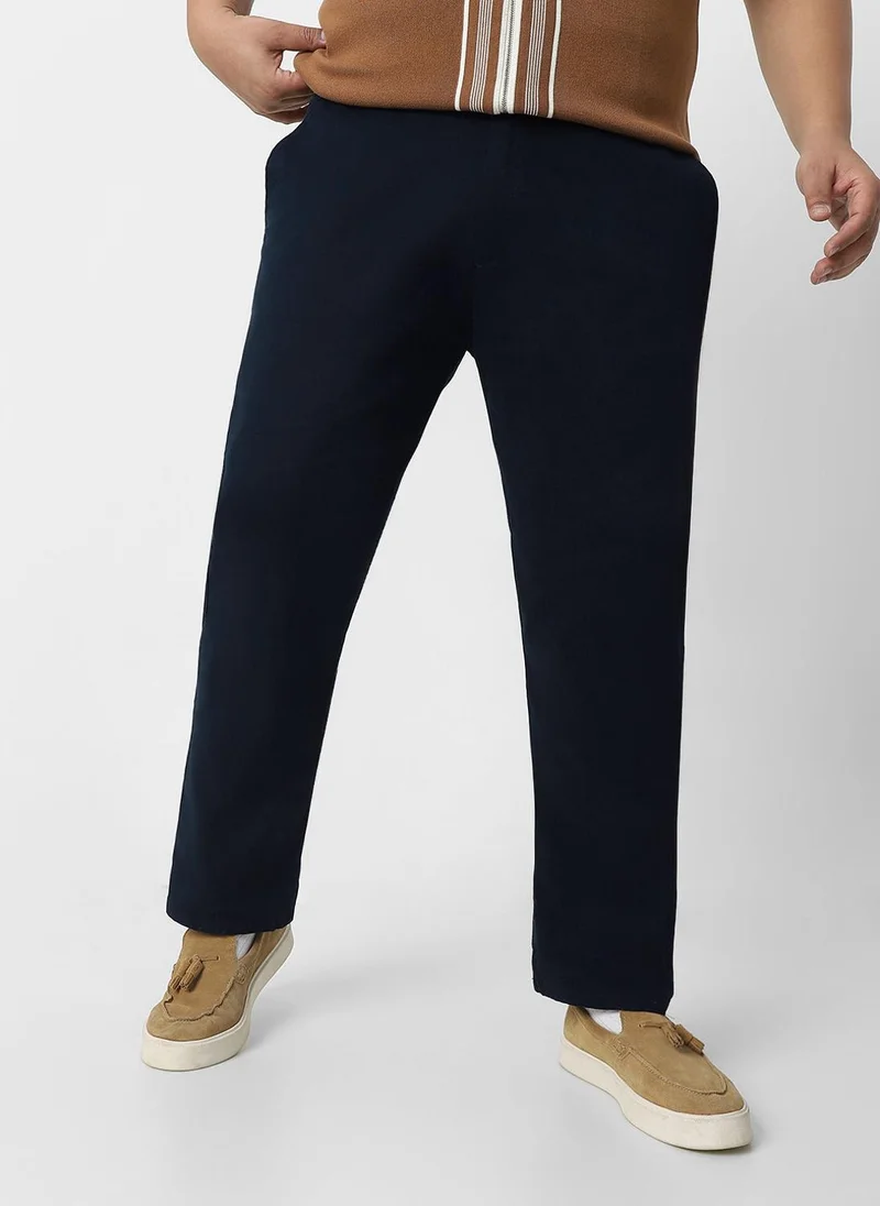 Urbano Fashion  Urbano Plus Men's Navy Blue Cotton Regular Fit Casual Chino Pants Stretch for Men | Best Price UAE